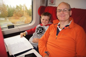 Matthew and Chris on Train from Paris to Belgium